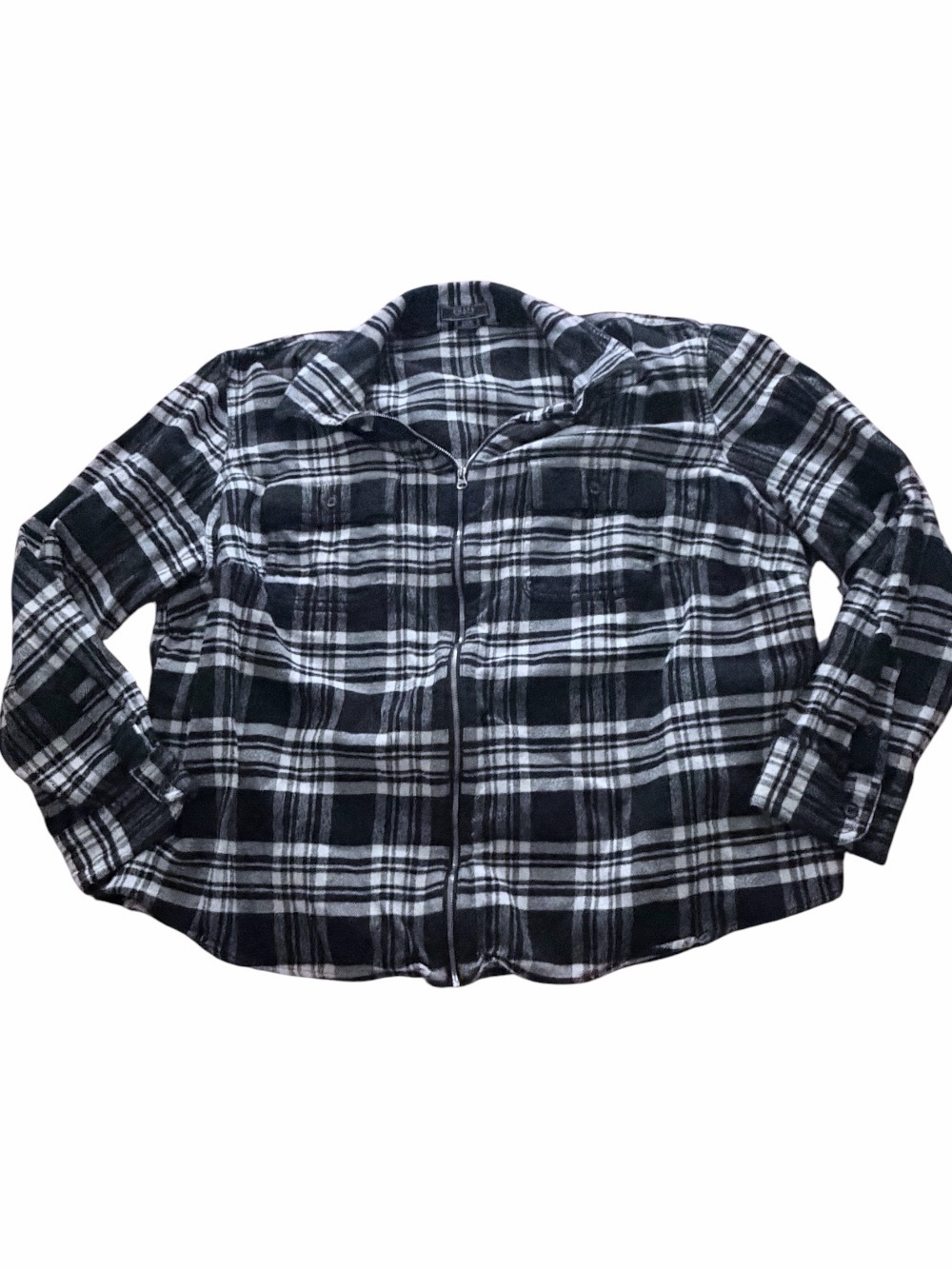 Chaps Plus Size Black Plaid Flannel Shacket 3X